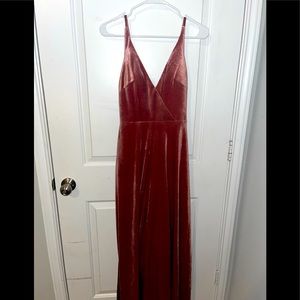 Dusty rose, formal, full length, velvet, with pockets!!